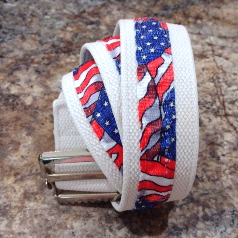 Posey American Flag Stars and Stripes Mens Gait Belt with Nickel Buckle